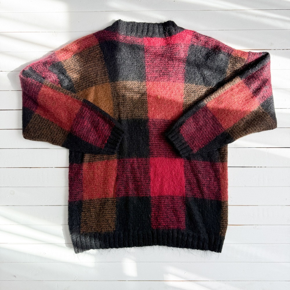 Paul Harris mohair sweater vtg red black plaid sweater - Picture 4 of 4